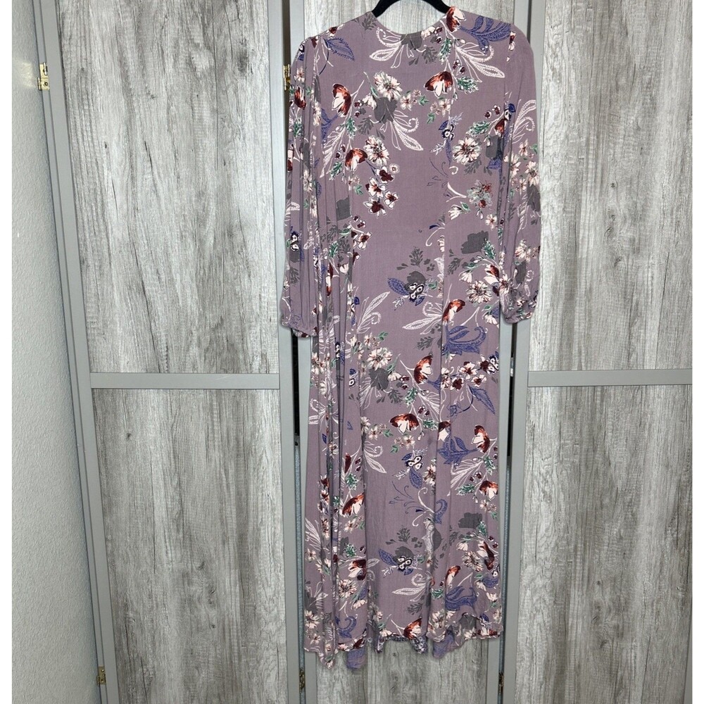 Angie Maxi Dress Women Size M Button Front Bohemian Festival Floral Purple - Picture 7 of 7